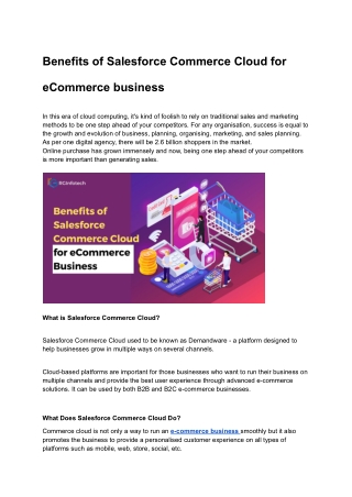 Benefits of Salesforce Commerce Cloud for eCommerce business