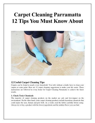 Carpet Cleaning Parramatta - 12 Tips You Must Know About