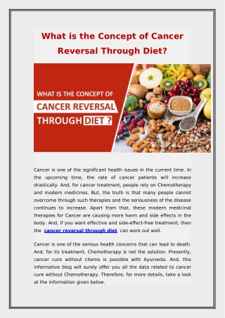 What is the Concept of Cancer Reversal Through Die