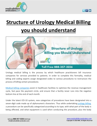 Structure of Urology Medical Billing you should understand