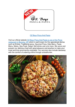 $5 off - OZ Boys Pizza And Pasta Restaurant Boronia Menu,VIC