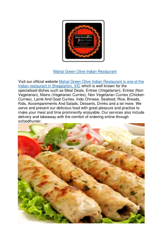 $5 off - Mahal Green Olive Indian Restaurant Shepparton,VIC