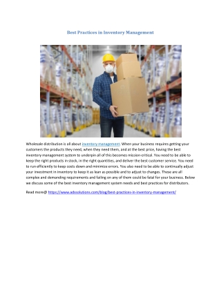 Best Practices in Inventory Management