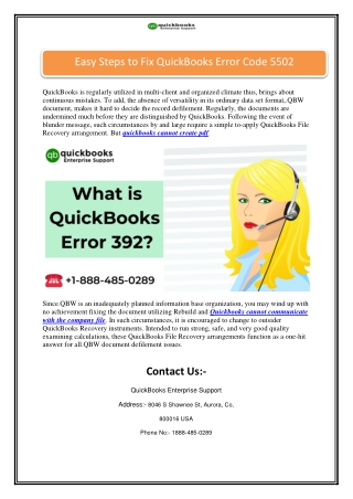 Easy Steps to Fix QuickBooks Error Code 5502