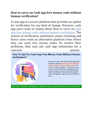 How to carry on Cash app free money code without human verification?
