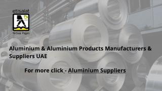 Aluminium & Aluminium Products Manufacturers & Suppliers UAE