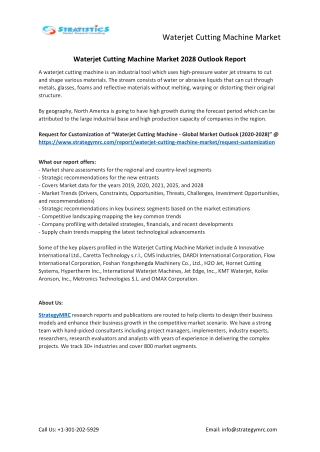 Waterjet Cutting Machine Market Forecasts to 2028