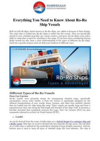 Everything You Need to Know About Ro-Ro Ship Vessels
