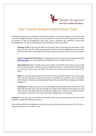 Tips Towards Being An Expert Essay Typer