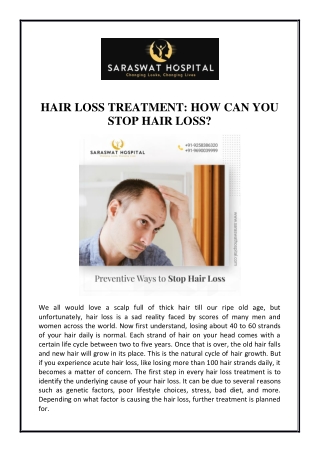 Hair Loss Treatment: How Can You Stop Hair Loss?