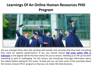 An Online Human Resources PHD Program's Takeaways