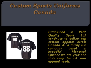 Custom Sports Uniforms Canada