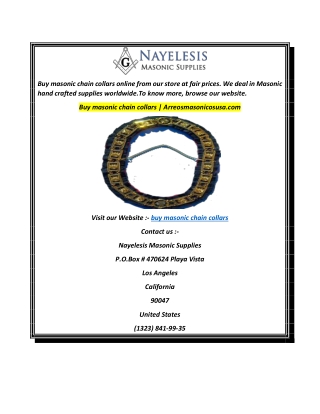 Buy masonic chain collars  Arreosmasonicosusa.com