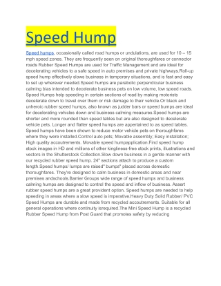 Speed Hump _ Safety Hazards