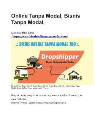 Online Tanpa Modal, Bisnis Tanpa Modal,