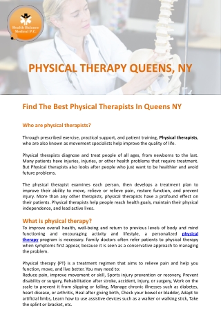 Physical Therapy Clinic Queens NYC