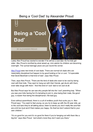 Being a ‘Cool Dad’ by Alexander Proud