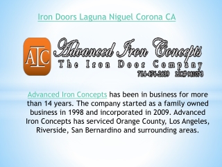 Iron Doors Laguna Niguel Corona CA