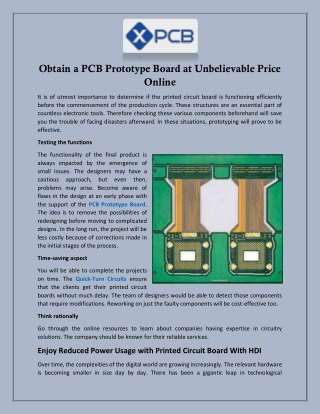Obtain a PCB Prototype Board at Unbelievable Price Online
