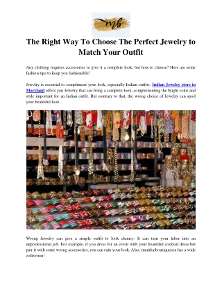 The Right Way To Choose The Perfect Jewelry to Match Your Outfit