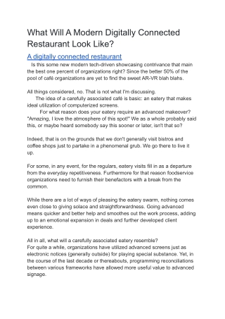 What Will A Modern Digitally Connected Restaurant Look Like
