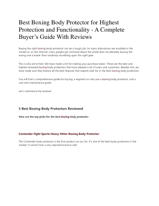 Best Boxing Body Protector for Highest Protection and Functionality - A Complete Buyer’s Guide With Reviews