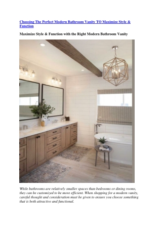 Choosing The Perfect Modern Bathroom Vanity TO Maximize Style - cgdcabinetry.com