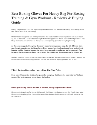 Best Boxing Gloves For Heavy Bag For Boxing Training And Gym Workout - Reviews & Buying Guide
