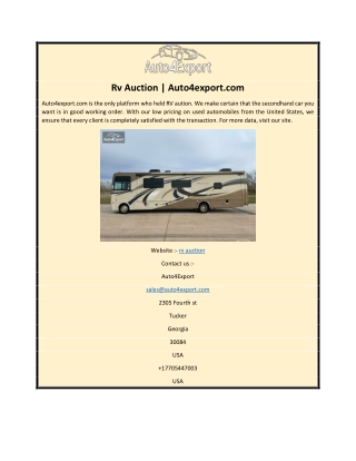 Rv Auction | Auto4export.com