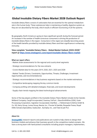 2021 Insoluble Dietary Fibers Industry Global Analysis Report