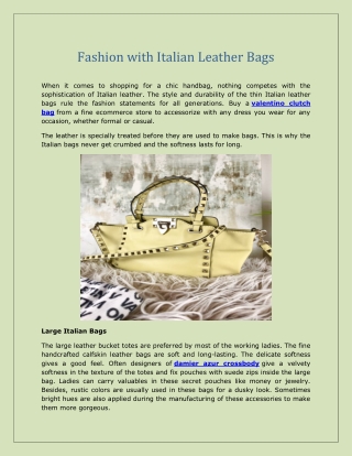 Fashion with Italian Leather Bags