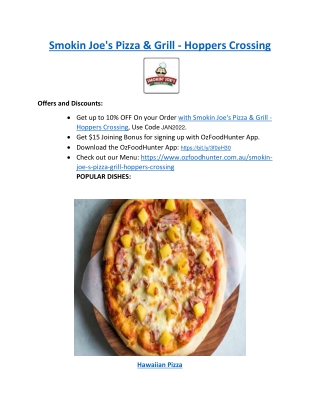 5% Off - Smokin Joe's Pizza & Grill Hoppers Crossing, VIC