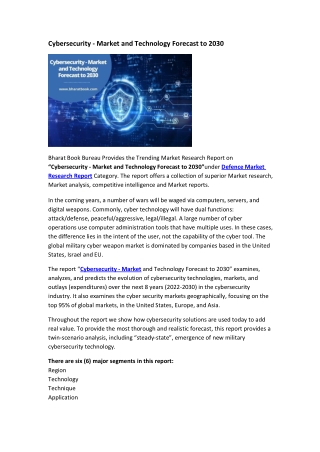 Cybersecurity - Market and Technology Forecast to 2030
