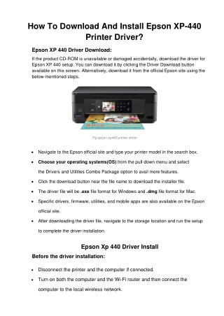 How To Download And Install Epson XP-440 Printer Driver?