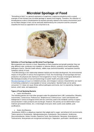 Microbial Spoilage of Food