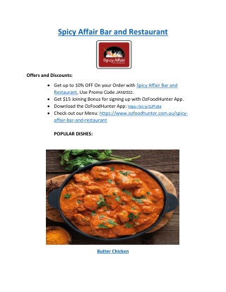 15% Off - Spicy Affair Bar and Restaurant South Melbourne, VIC
