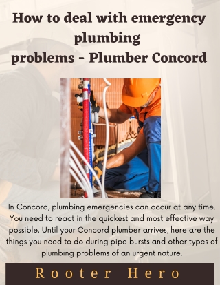 How to deal with emergency plumbing  problems - Plumber Concord