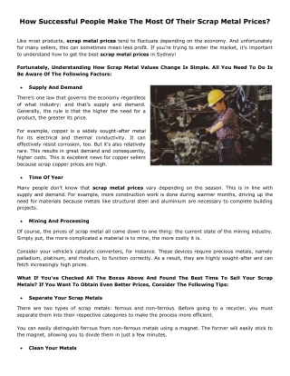 How Successful People Make The Most Of Their Scrap Metal Prices?