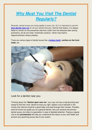 Why Must You Visit The Dentist Regularly