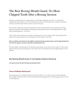 No More Chipped Tooth After a Boxing Session The Best Boxing Mouth Guard Reviewed