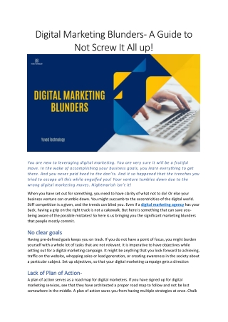 Digital Marketing Blunders- A Guide to Not Screw It All up!