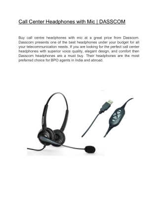 Call Center Headphones with Mic | DASSCOM