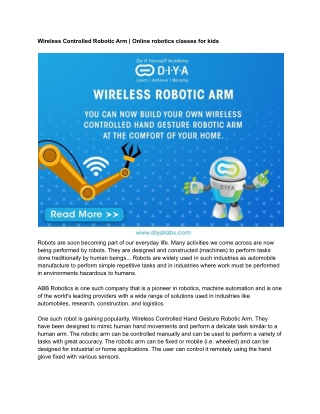 Wireless Controlled Robotic Arm _ Online robotics classes for kids