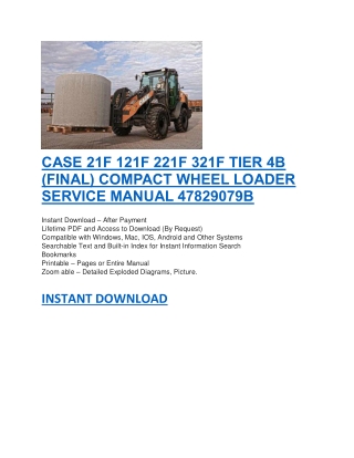CASE 21F 121F 221F 321F TIER 4B (FINAL) COMPACT WHEEL LOADER SERVICE MANUAL 47829079B