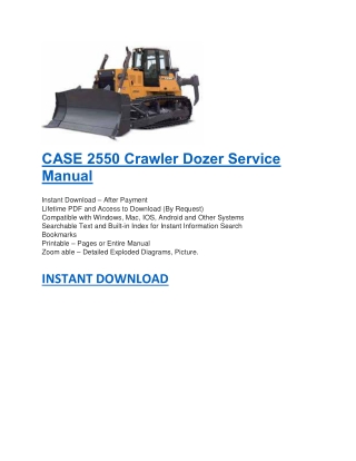 CASE 2550 Crawler Dozer Service Manual