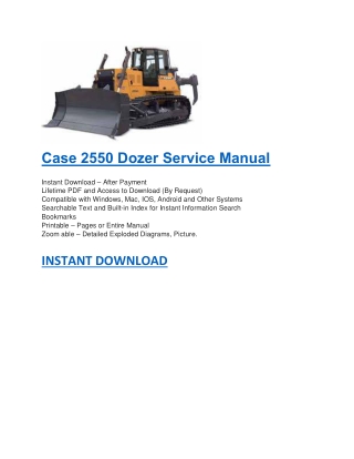 Case 2550 Dozer Service Manual