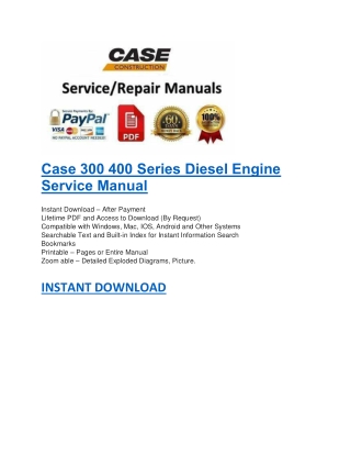 Case 300 400 Series Diesel Engine Service Manual