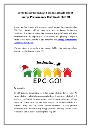 Some lesser known and essential facts about Energy Performance Certificate (EPC)!!