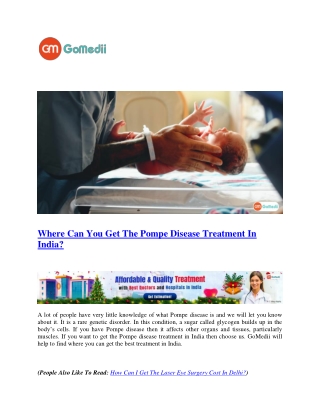 Where Can You Get The Pompe Disease Treatment In India