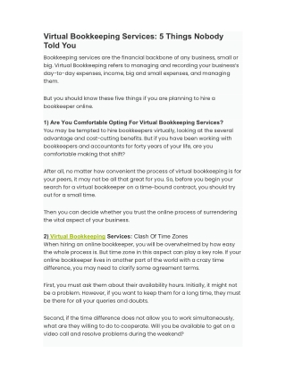 Virtual Bookkeeping Services - 5 Things Nobody Told You